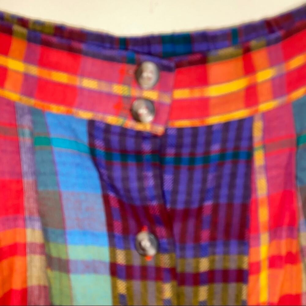 VNTG colorful full length button up skirt M cottagecore light academia - Picture 3 of 4